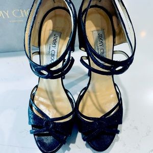 Jimmy Choo , Black glitter Stilelttos, size 8 great condition